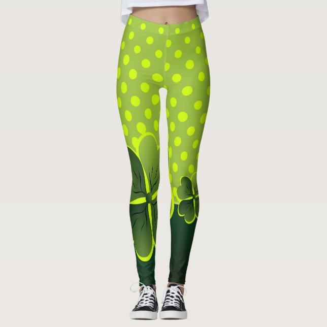 Leggings Ser irlandés por un día - Shamrock & Polka-Dots - (Anverso)