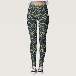 Leggings Serenas Hojas Verdes con Flores Rosadas