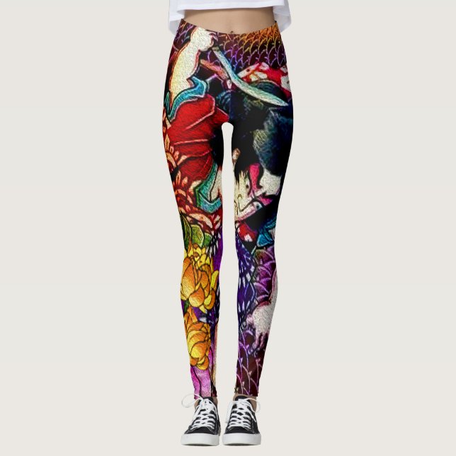 Leggings Serpiente que lucha del samurai (Anverso)