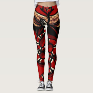 Leggings Serpiente roja de la torta del terciopelo