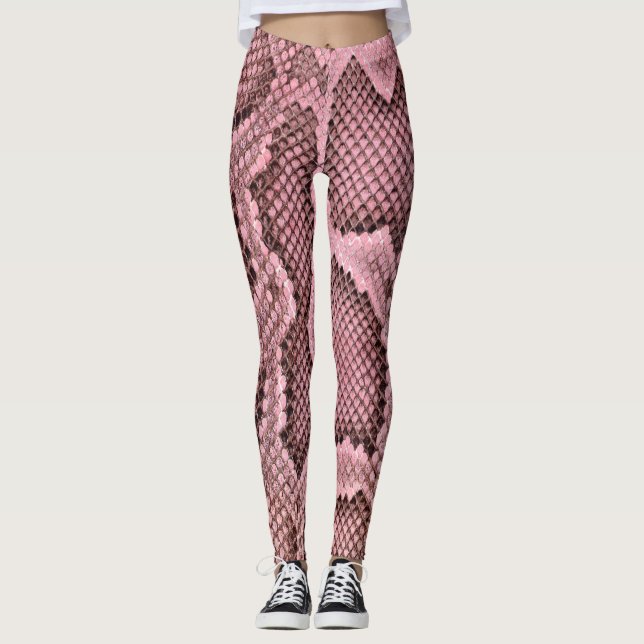Leggings Serpiente rosa de Python imprime las piernas de la (Anverso)