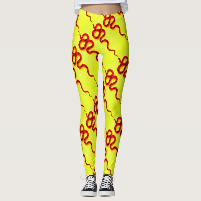 Leggings serpientes de coral rojo amarillo (Anverso)