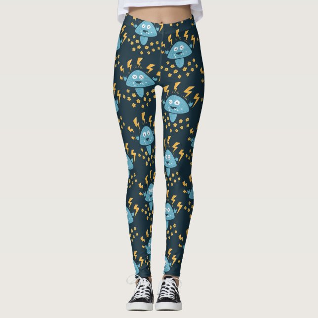 Leggings Seta de metales pesados de la música del dibujo (Anverso)