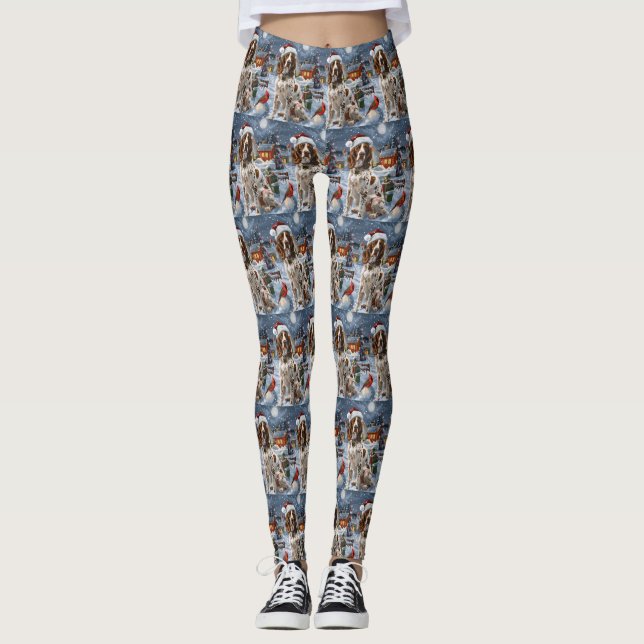 Leggings Setter Inglés Pascua de Invierno Alegría de Navida (Anverso)
