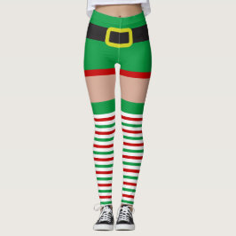 Leggings Sexy Elf Red Green Striped Stockped Novedad Divers