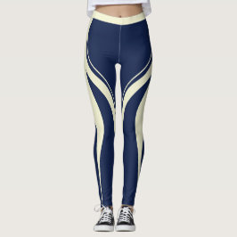 Leggings Sexy Navy Blue Cream Heart Butt Activewear