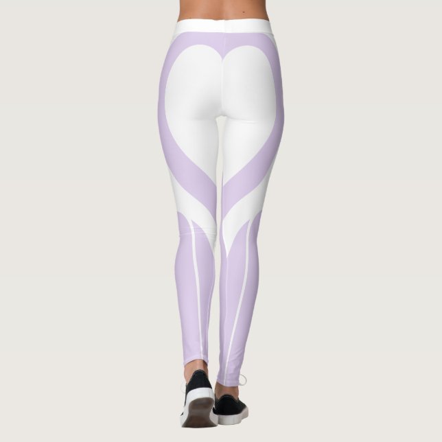 Leggings Sexy Pastel Púrpura Corazón Blanco Gimnasio (Reverso)