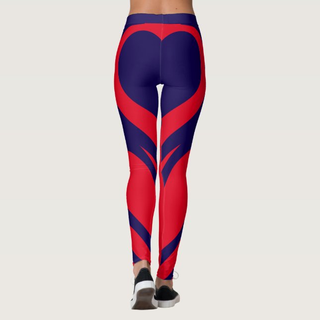 Leggings Sexy Red Navy Blue Heart Workout (Reverso)