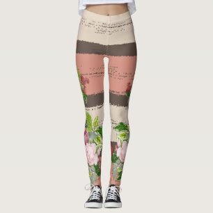 Leggings Shabby chic blooming flowers