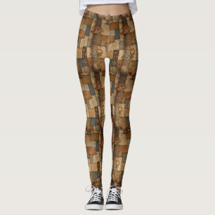 Leggings Shabby Chic Patchwork Crazy Quilt