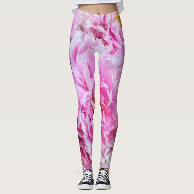 Leggings Shabby Chic Pink Pastel Pink Peonies (Anverso)