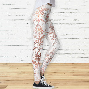 Leggings Shabby Chic Rosa Oro y Damasco blanco con problema