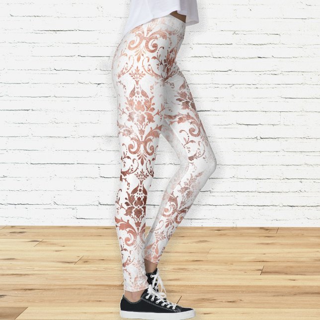 Leggings Shabby Chic Rosa Oro y Damasco blanco con problema (Subido por el creador)