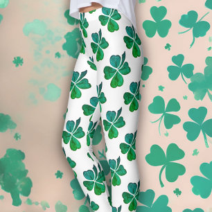 Leggings Shamrock Clover Green Pattern St.