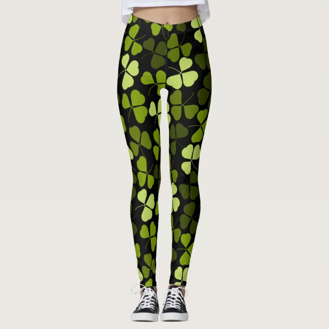 Leggings Shamrock Clover Pattern Floral St. Patrick (Anverso)