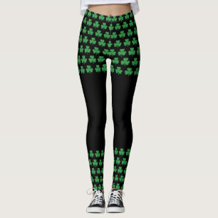 Leggings Shamrock Cutout, Purpurina del Día de San Patrici