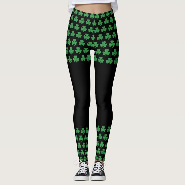 Leggings Shamrock Cutout, Purpurina del Día de San Patricio (Anverso)