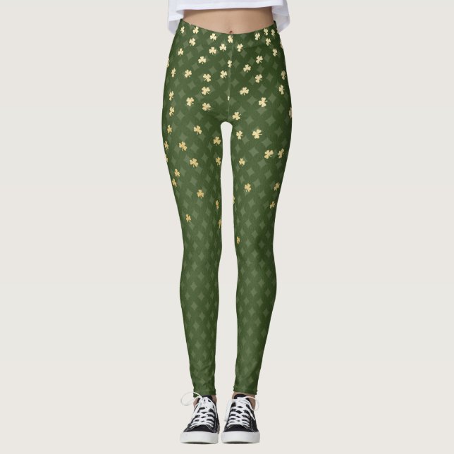 Leggings Shamrock de oro verde del Día de San Patricio (Anverso)