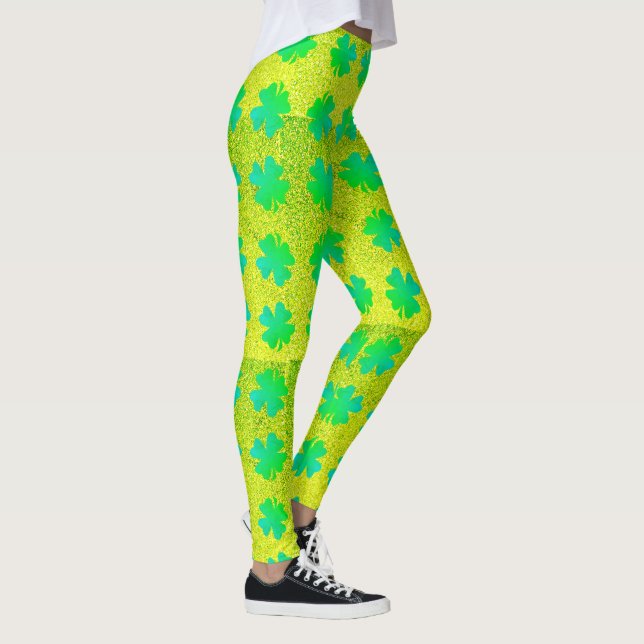 Leggings Shamrock deja neón verde Purpurina St Patricks Day (Derecha)