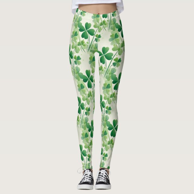 Leggings Shamrock Four Leaf Clover St Patrick's Day (Anverso)
