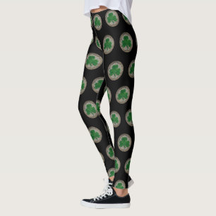 Leggings Shamrock gris sobre piernas de nudos celtas