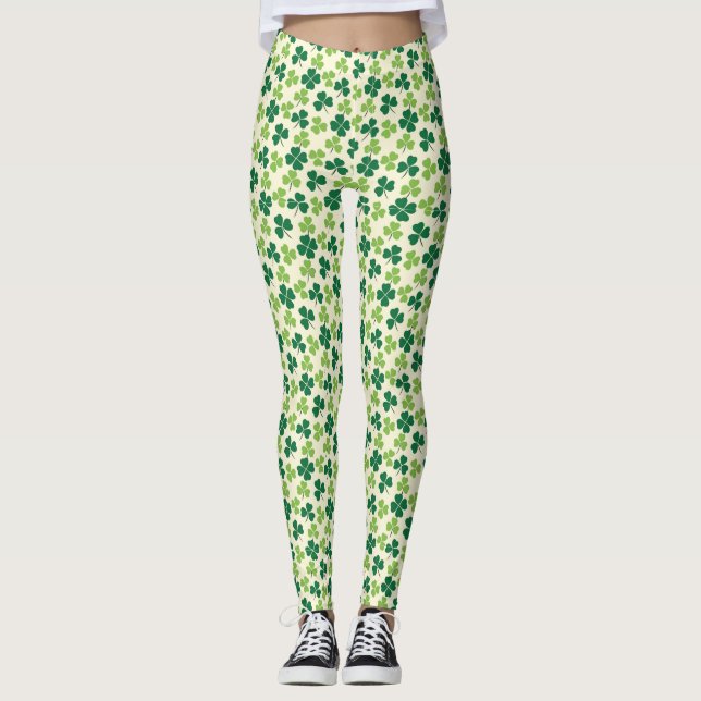 Leggings Shamrock Lucky Clover Pattern St Patrick's Day (Anverso)