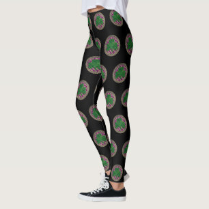 Leggings Shamrock púrpura sobre piernas de nudos celtas