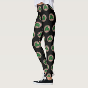 Leggings Shamrock rosado en piernas de nudos celtas