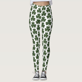 Leggings Shamrock Shape Plaid Dark Green