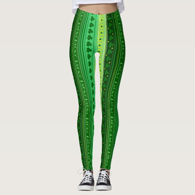 Leggings Shamrock, trébol del día de San Patricio, patrón d (Anverso)
