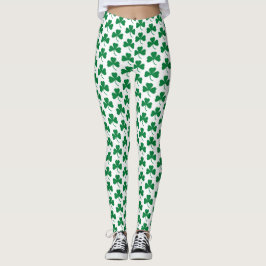 Leggings Shamrock verde en blanco, Día de San Patricio