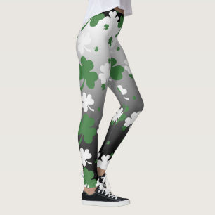 Leggings Shamrock, verde y blanco en campo degradado