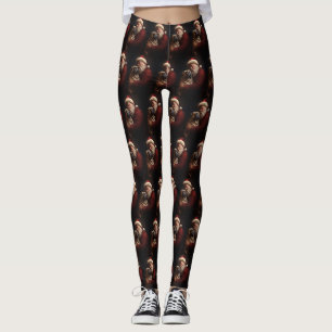 Leggings Shar Pei Con Santa Claus Festivo Navidad
