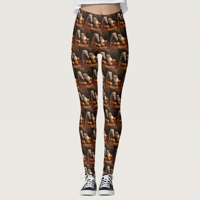 Leggings Shar Pei Puppy Calabaza deslumbrante de otoño (Anverso)