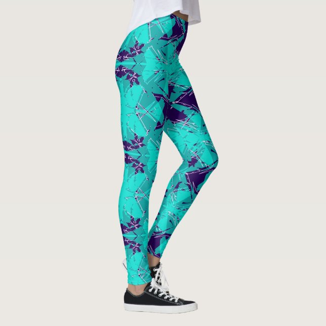 Leggings Shattered Aqua and Purple Kaleidoscope (Derecha)