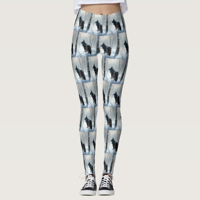Leggings Sheepdog belga deja que nieva a Navidades (Anverso)