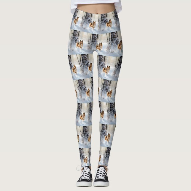 Leggings Shetland Sheepdog Deja Que Nieva Navidades (Anverso)