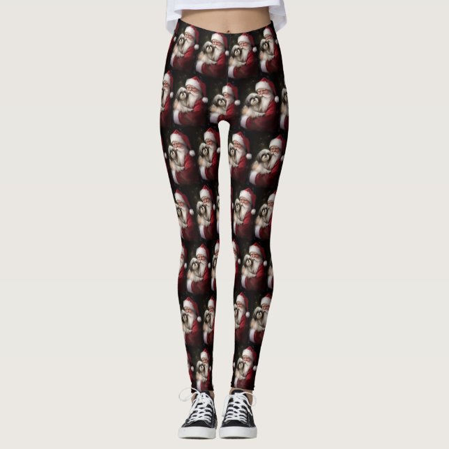 Leggings Shih Tzu Con Navidades festivos de Santa Claus (Anverso)