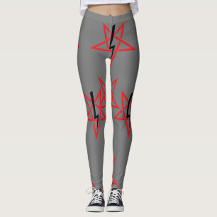 Leggings Sigilia roja y negra de Anton LaVey en gris