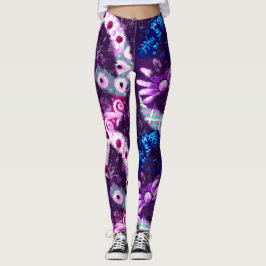 Leggings Signo abstracto de paz arte hippie azul morado