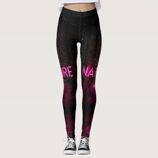 Leggings Signo de neón magenta de la naturaleza misteriosa  (Anverso)