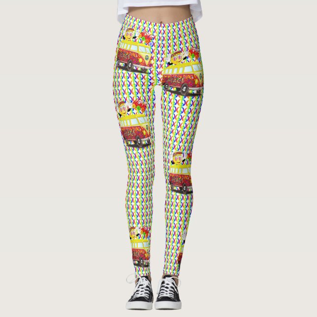 Leggings Signo de paz retro hippy Van 1960's 1970 (Anverso)