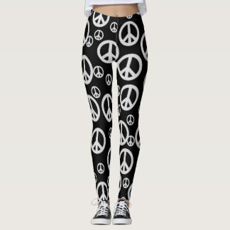 Leggings Signos de la paz blancos y negros