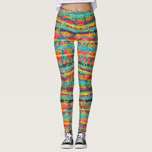 Leggings Signos de la paz maravillosos del teñido anudado (Anverso)