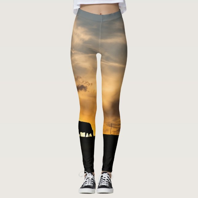 Leggings Silhouette de Cattle Sunset (Anverso)