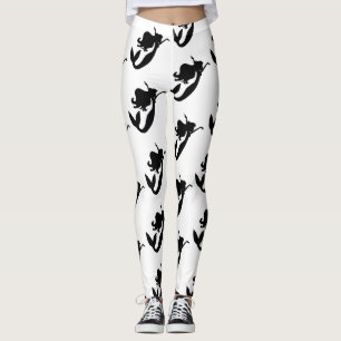 Leggings Silhouette de sirena negra Thunder_Cove
