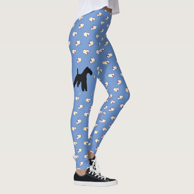 Leggings Silhouette Fox Terrier con corazón azul (Derecha)