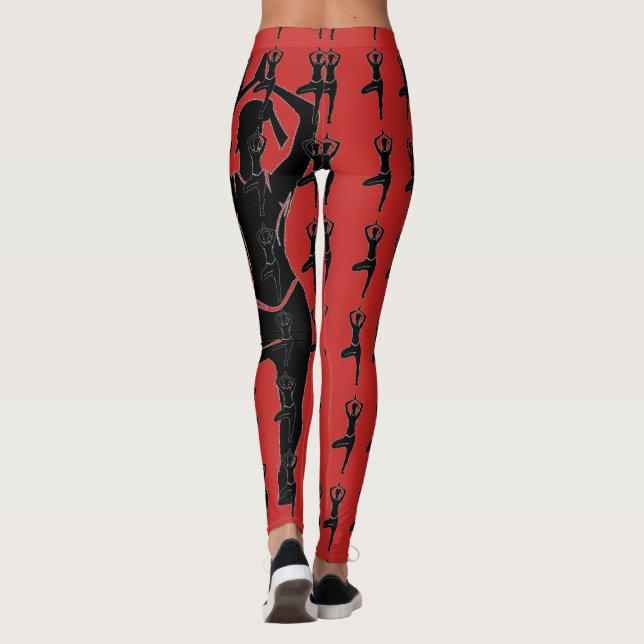 Leggings Silhouette Red Yoga Pose (Reverso)