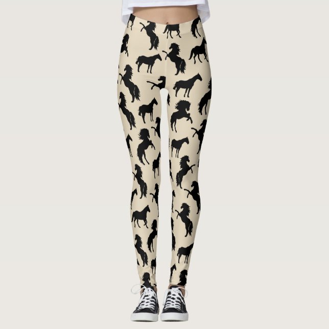 Leggings Silhouettes de caballo negro y taupe rústicos (Anverso)