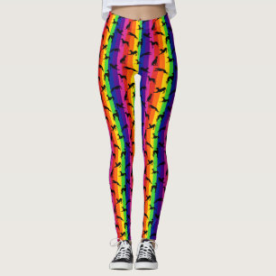 Leggings Silhouettes de Greyhound sobre el arcoiris